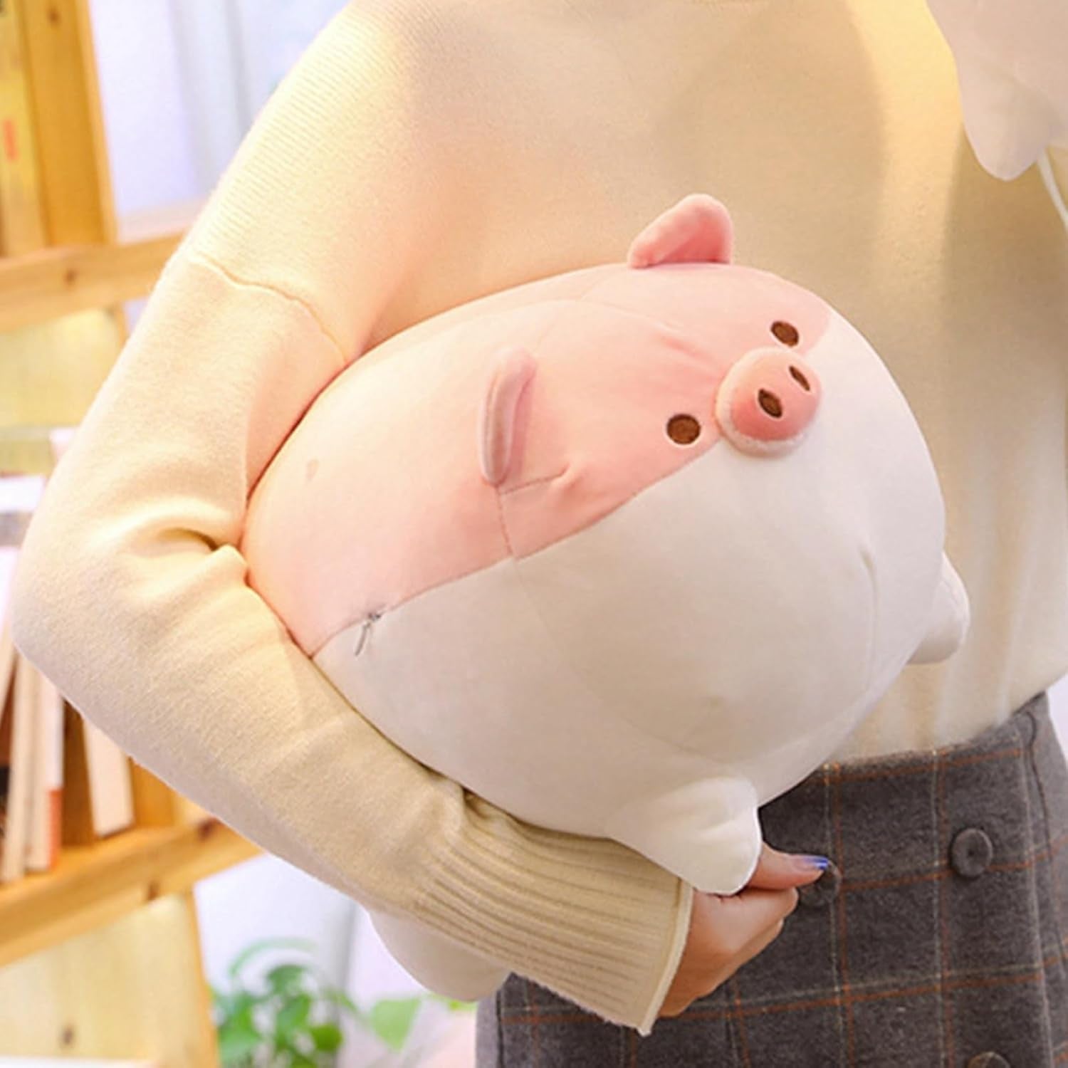 Soft Fat Pig Plush Hugging Pillow,Cute Piggy Stuffed Animal Doll Toy Gifts for Bedding, Kids Birthday, Valentine, Christmas (Brown, 15.7")