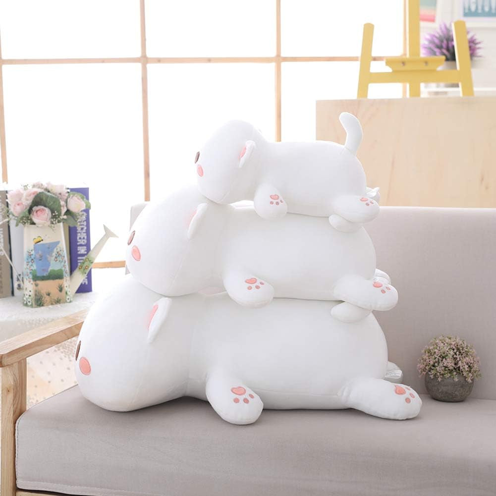 Cat Stuffed Animals, Soft Cat Plush Pillow Kawaii Kitten Stuffed Animal Toy Gifts for Kids (White Squint Eyes, 13.7")