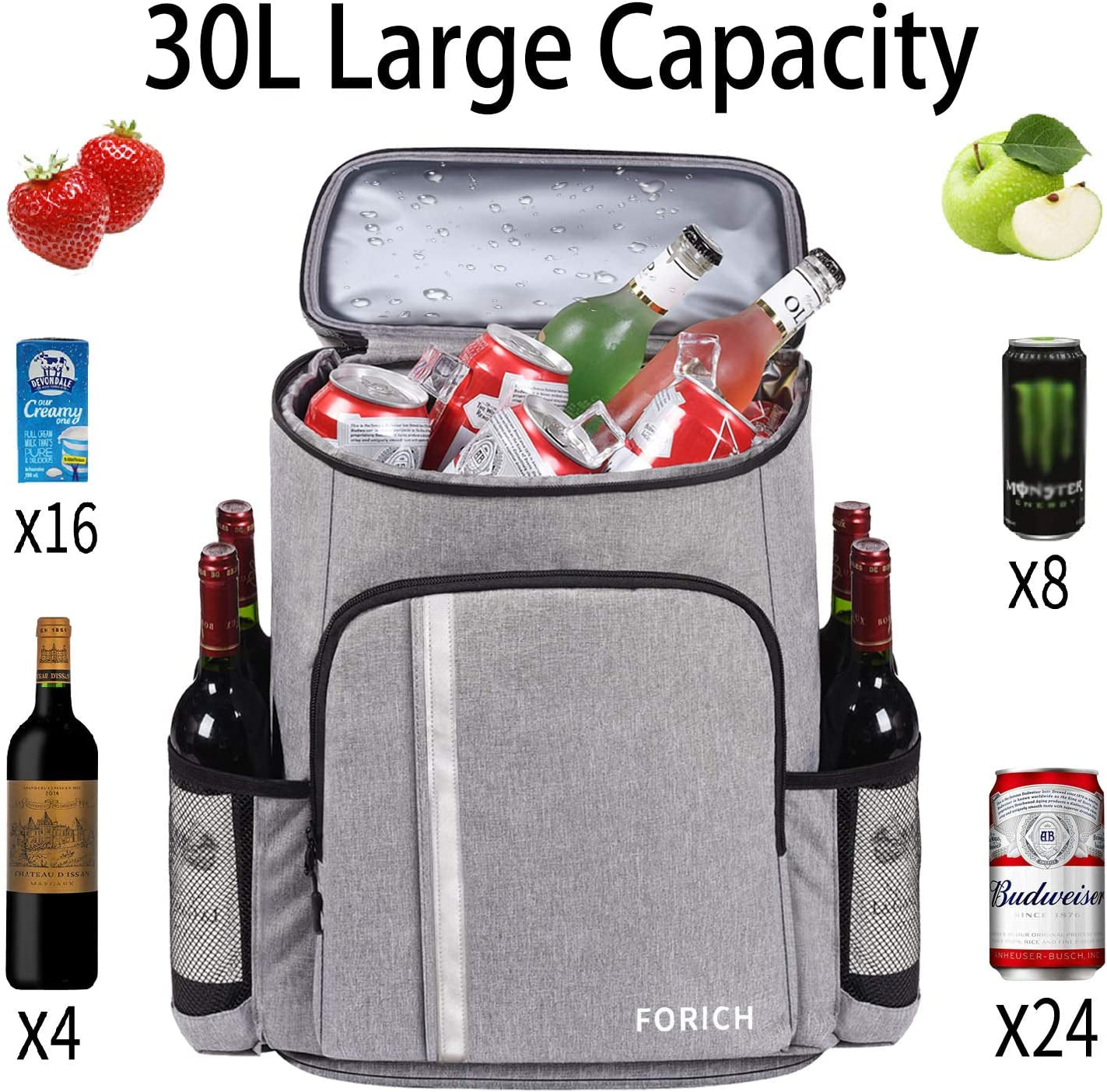 Ultimate Leakproof Insulated Backpack Cooler - Lightweight Soft Cooler for Beach, Camping, Picnics & More - Holds 30 Cans!