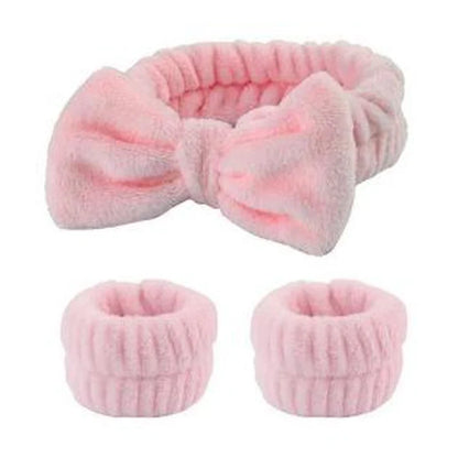 Elevate Your Skincare Routine with Our Adorable 3-Piece Spa Wristband & Headband Set - Perfect for Makeup and Face Washing!