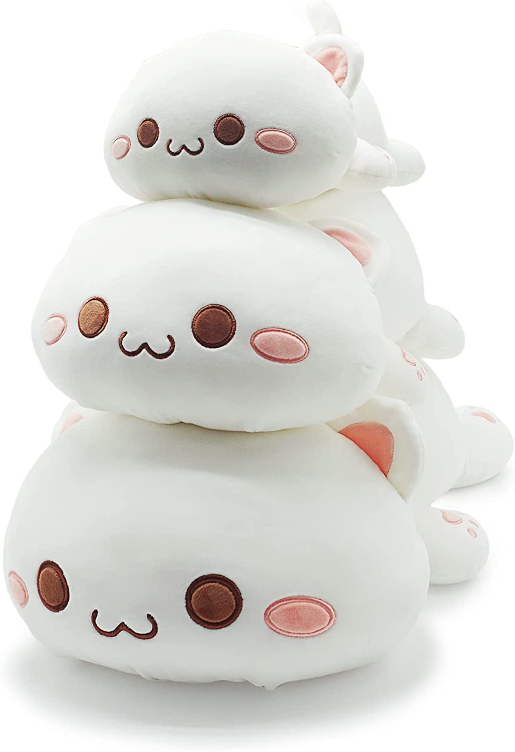 Cute Kitten Plush Toy 20" Stuffed Animal Pet Kitty Soft Anime Cat Large Plush Pillow for Kids (White A, 20")