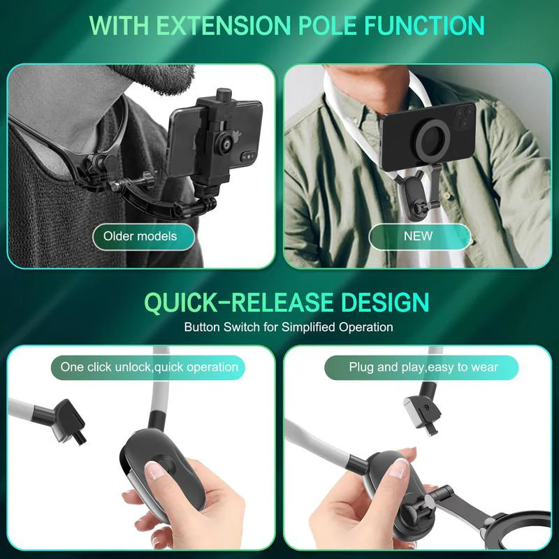 Revolutionary Magnetic Neck Mount for Smartphones - Perfect for Hands-Free Vlogging and Capturing Your Adventures!