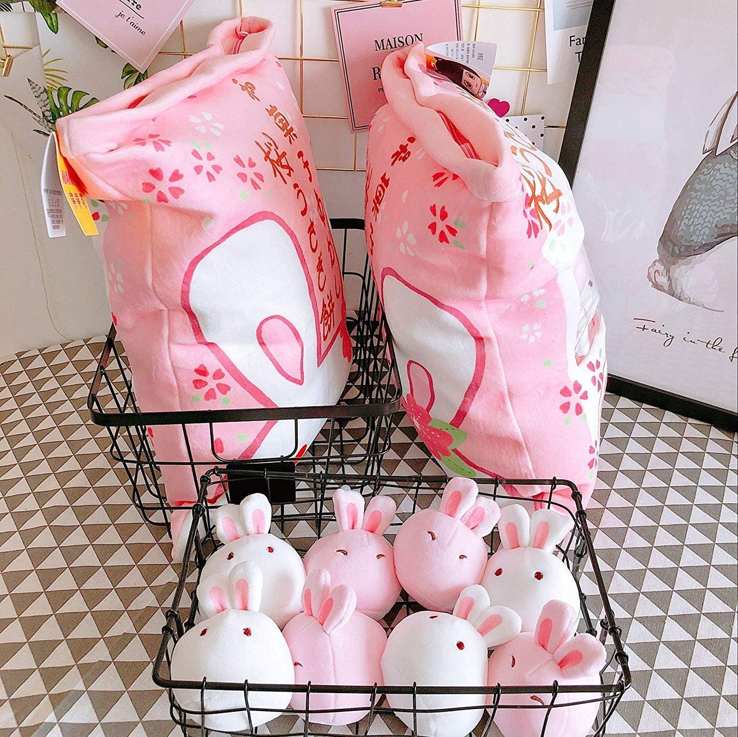 Cute Plush Pillow Throw Pillow Removable Stuffed Animal Toys Creative Gifts for Girls (Bunny)