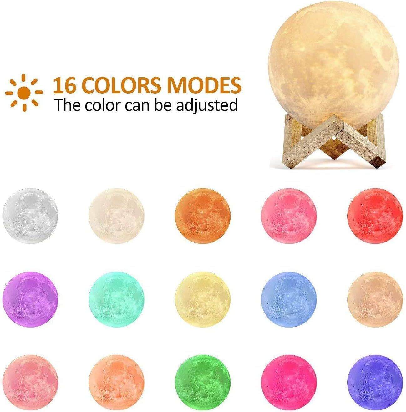 Enchanting 3D Printed Moon Lamp with 16 Colors – A Magical Night Light for Kids and Adults, Complete with Remote Control and USB Rechargeable Stand – Perfect Gift for Birthdays and Special Occasions!