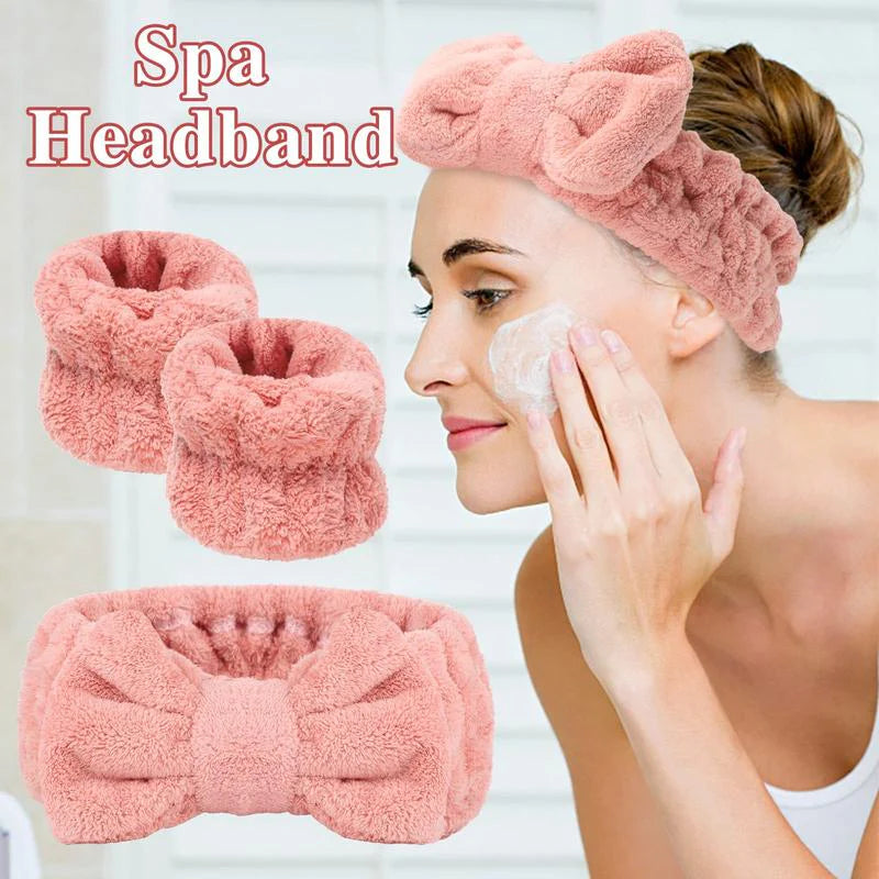 Elevate Your Skincare Routine with Our Adorable 3-Piece Spa Wristband & Headband Set - Perfect for Makeup and Face Washing!