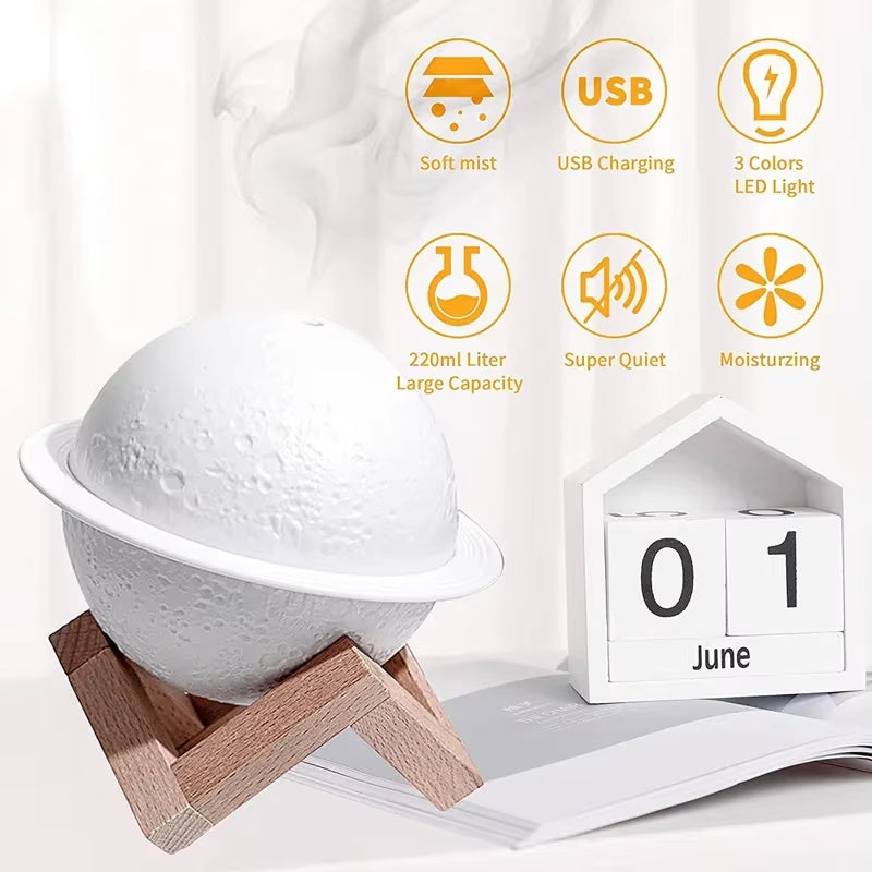 3D Air Humidifier 200Ml Diffuser Ultrasonic Mini Air Humidifier Usb Fogger Mist Maker with Led Light