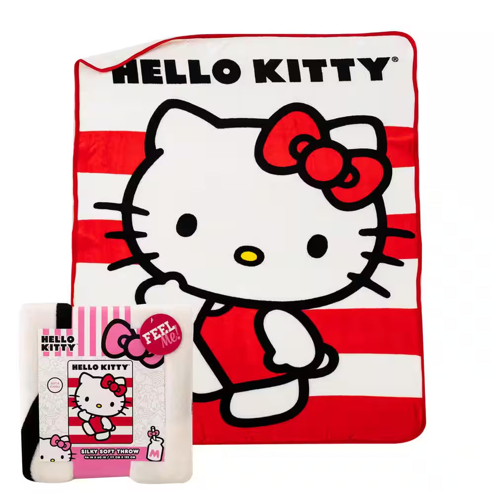 Hello Kitty Waving Stripes Silk Touch Multi-Colored Throw Blanket