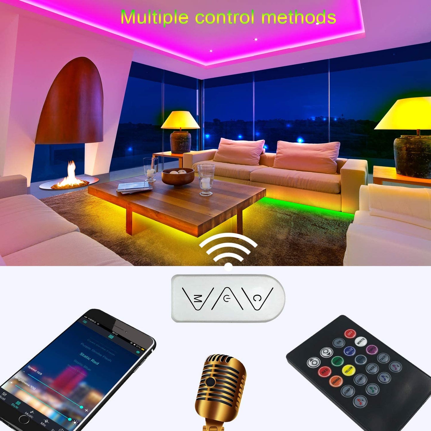 Transform Your Space with Micomlan 32.8Ft LED Strip Lights - Music Sync, Bluetooth App Control & Dynamic Color Changing RGB Effects!