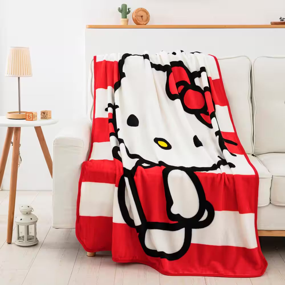 Hello Kitty Waving Stripes Silk Touch Multi-Colored Throw Blanket