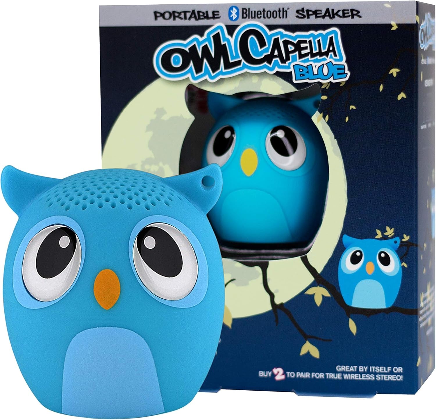 Mini Bluetooth Animal Wireless Speaker for Kids of All Ages - True Wireless Stereo – Pair with Another TWS Pet for Powerful Rich Room-Filling Sound (Owlcapella Blue)