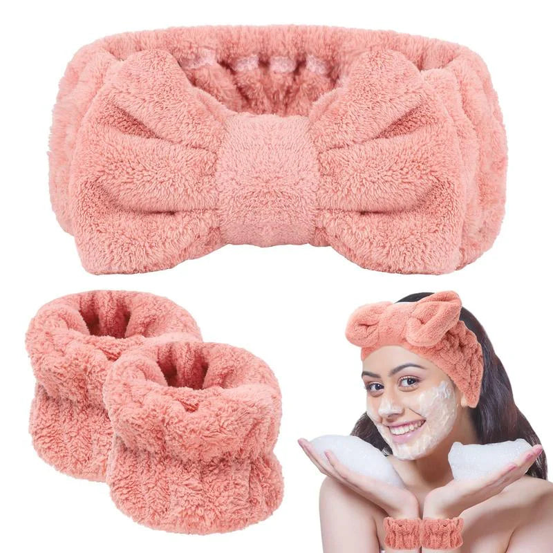 Elevate Your Skincare Routine with Our Adorable 3-Piece Spa Wristband & Headband Set - Perfect for Makeup and Face Washing!